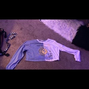 blue and white crop top